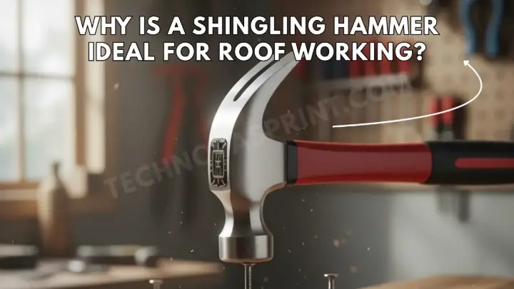 Shingling hammer used for roofing work on a house roof