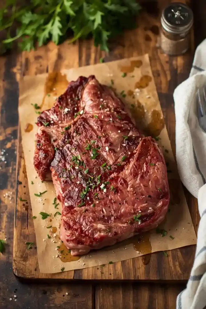 grilled ribeye steak with salt and pepper crust