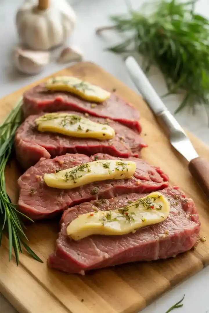 grilled sirloin steak with garlic butter topping