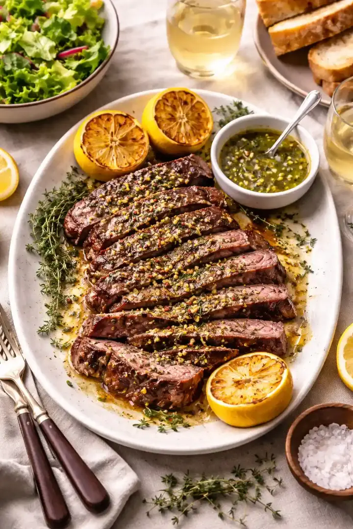 grilled filet steak with lemon thyme marinade
